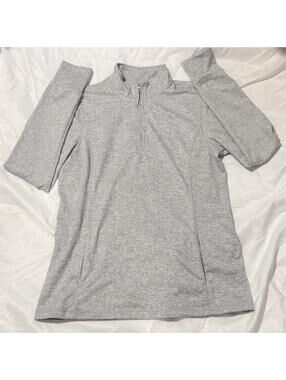 Kyodan Outdoor Grey Herringbone Quarter Zip Pullover